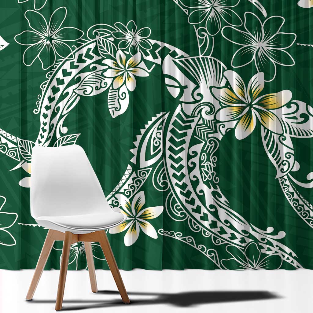 Polynesian Hawaiian Plumeria Tribal Pattern Window Curtain Green Version LT01 - Polynesian Pride