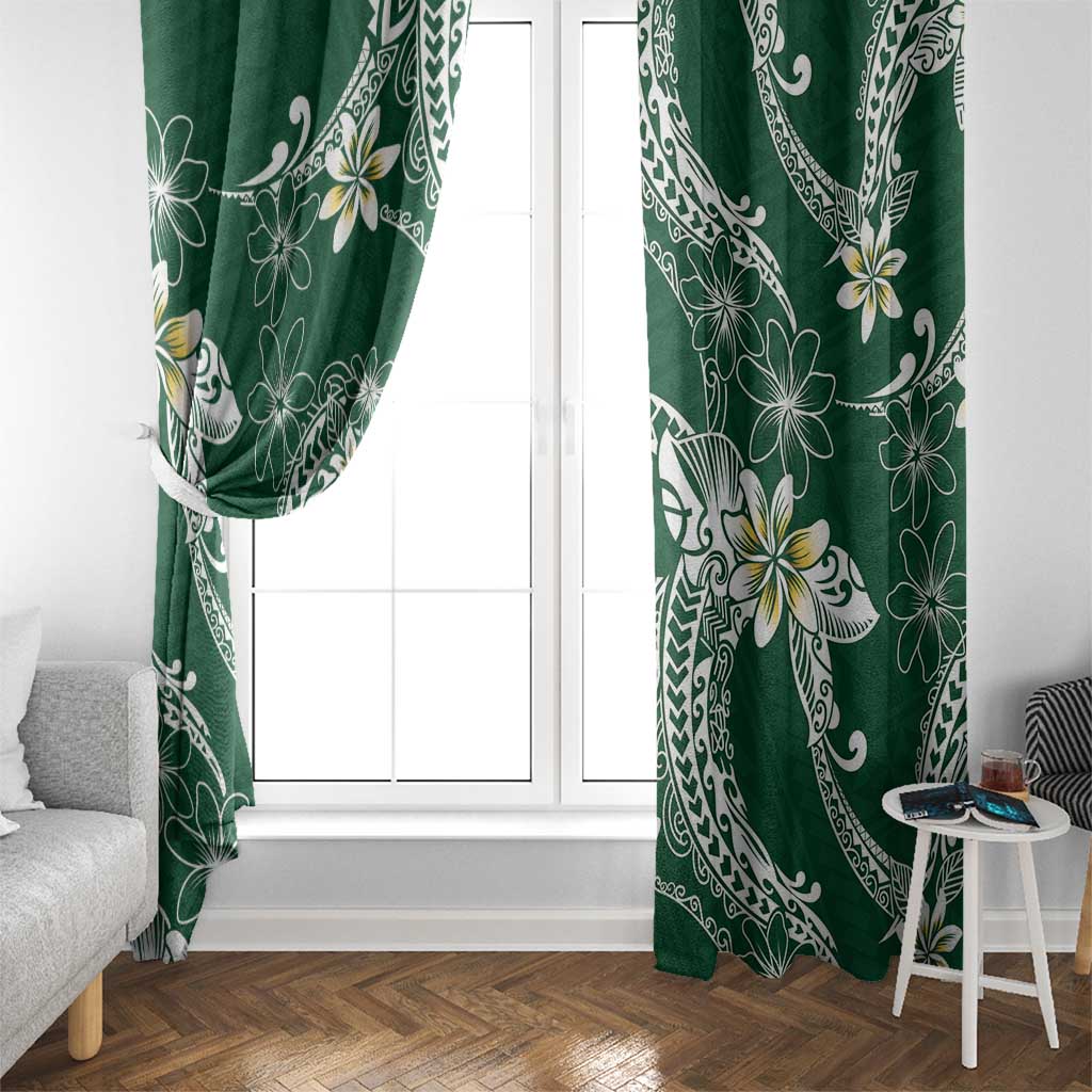 Polynesian Hawaiian Plumeria Tribal Pattern Window Curtain Green Version LT01 - Polynesian Pride