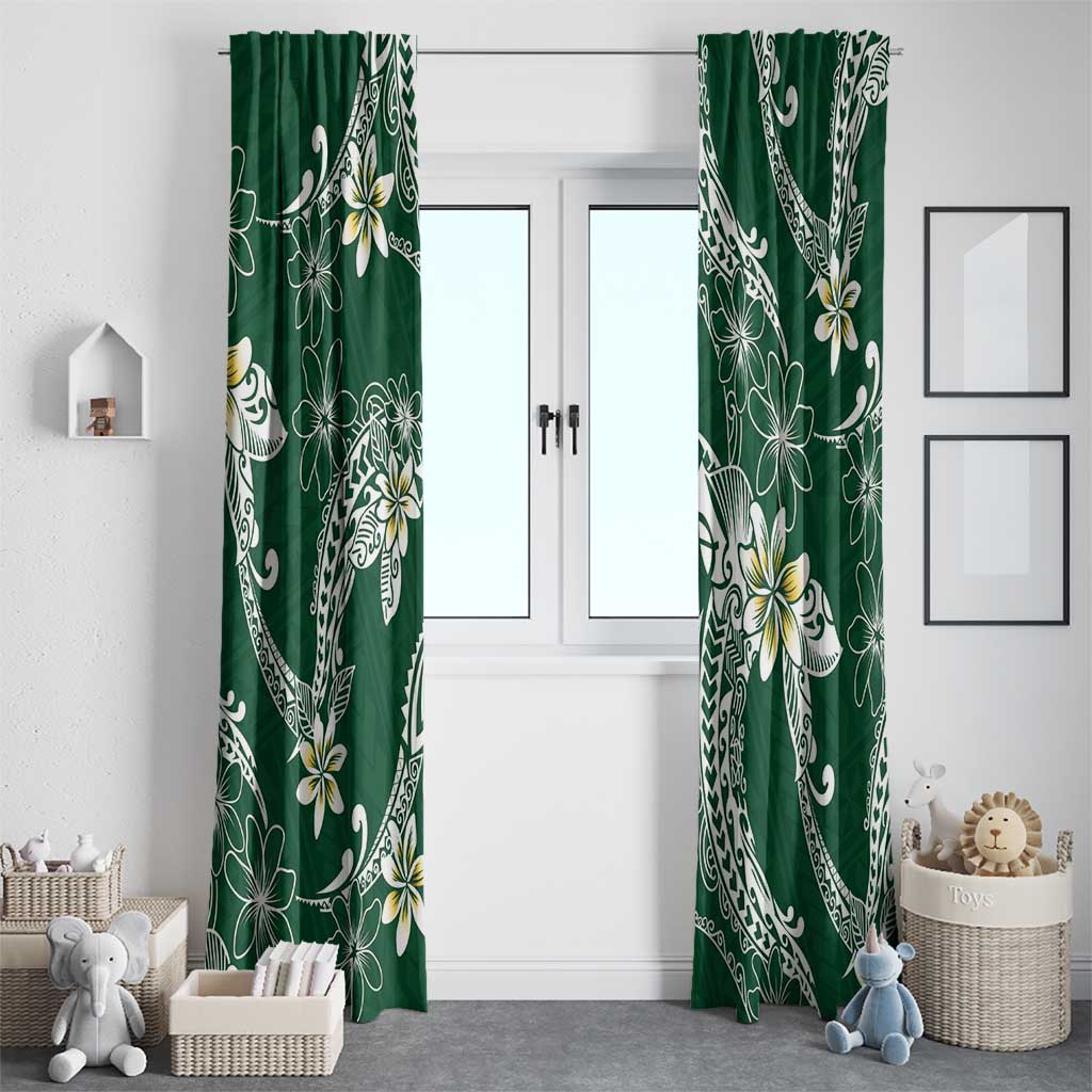 Polynesian Hawaiian Plumeria Tribal Pattern Window Curtain Green Version LT01 - Polynesian Pride