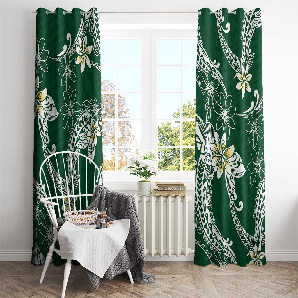 Polynesian Hawaiian Plumeria Tribal Pattern Window Curtain Green Version LT01 - Polynesian Pride