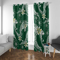 Polynesian Hawaiian Plumeria Tribal Pattern Window Curtain Green Version LT01 With Grommets Green - Polynesian Pride