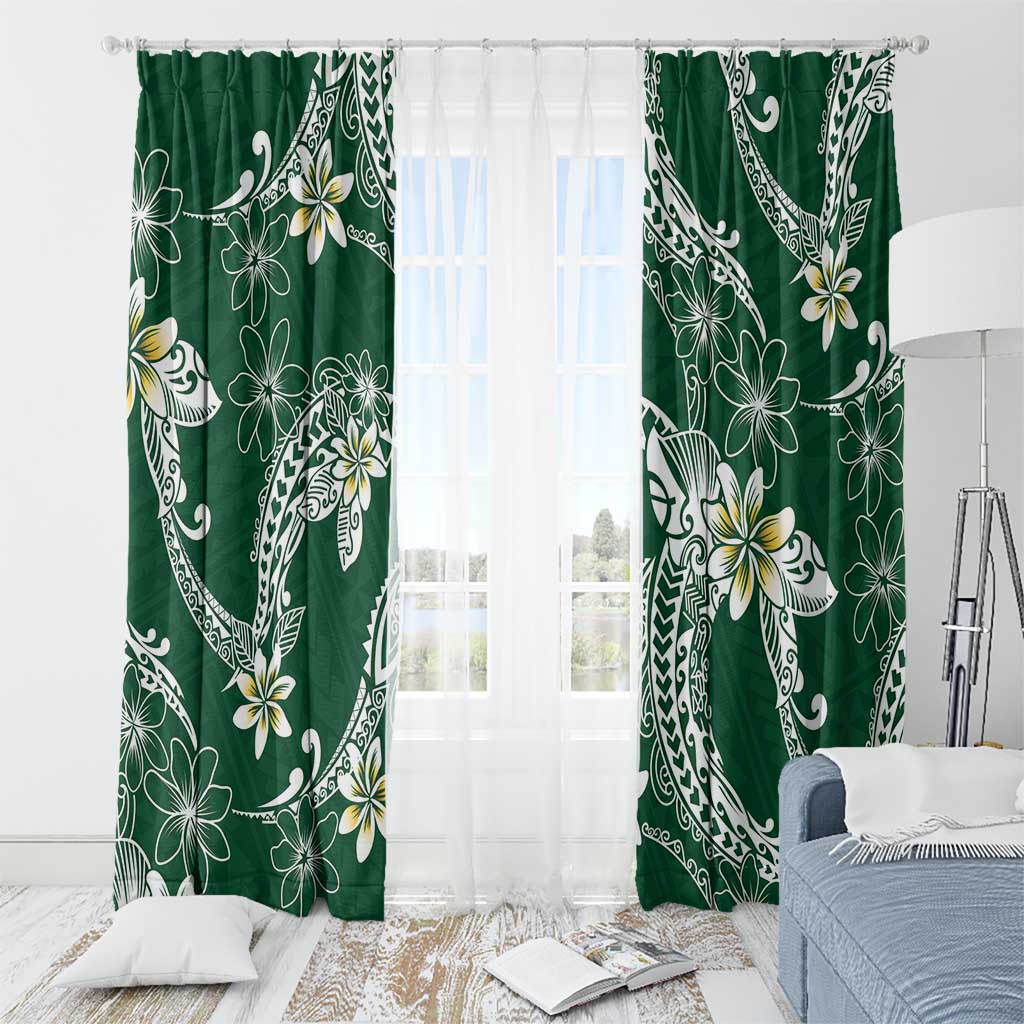 Polynesian Hawaiian Plumeria Tribal Pattern Window Curtain Green Version LT01 - Polynesian Pride