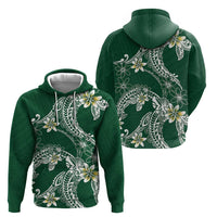 Polynesian Hawaiian Plumeria Tribal Pattern Zip Hoodie Green Version