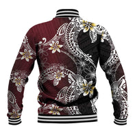Polynesian Hawaiian Plumeria Tribal Pattern Baseball Jacket Special Wine Red Version LT01 - Polynesian Pride