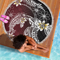 Polynesian Hawaiian Plumeria Tribal Pattern Beach Blanket Special Wine Red Version LT01 - Polynesian Pride