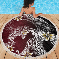 Polynesian Hawaiian Plumeria Tribal Pattern Beach Blanket Special Wine Red Version LT01 - Polynesian Pride