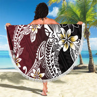 Polynesian Hawaiian Plumeria Tribal Pattern Beach Blanket Special Wine Red Version LT01 - Polynesian Pride