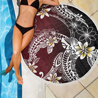 Polynesian Hawaiian Plumeria Tribal Pattern Beach Blanket Special Wine Red Version LT01 - Polynesian Pride