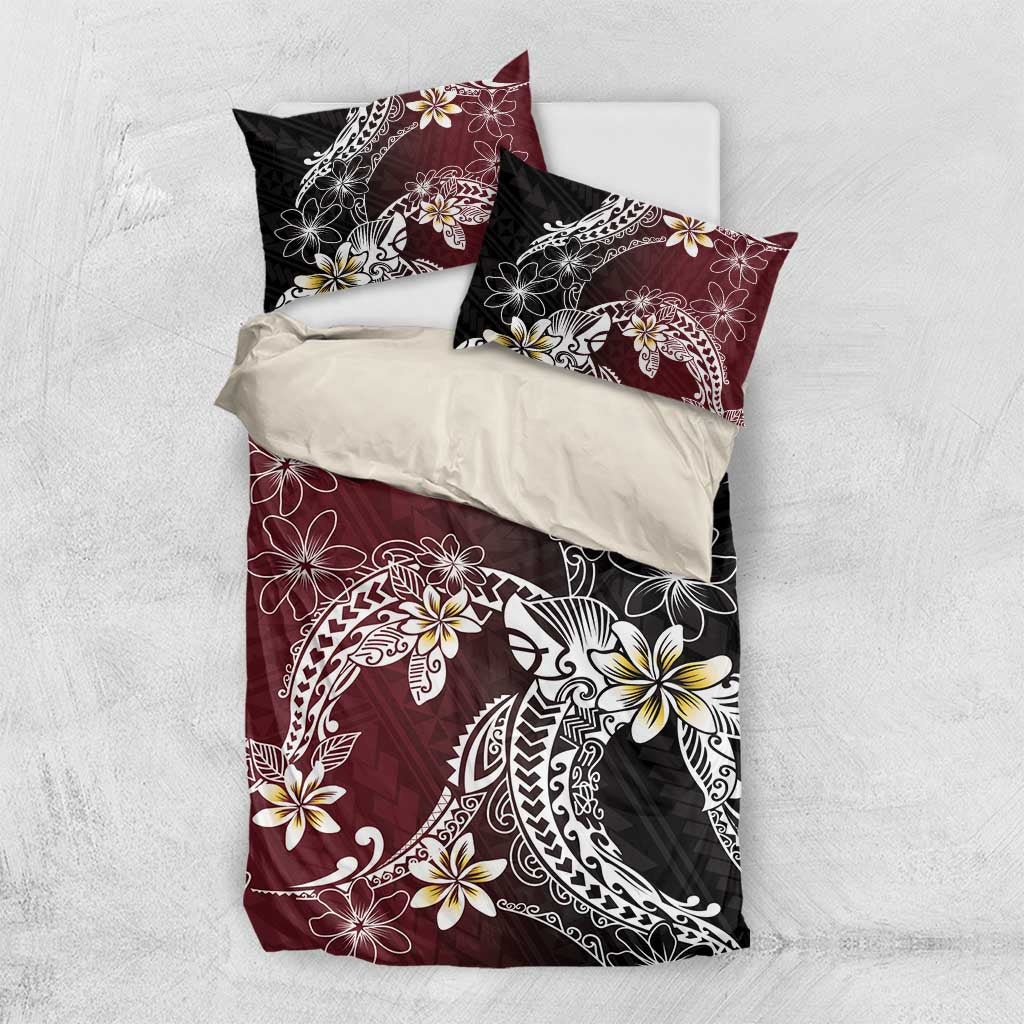Polynesian Hawaiian Plumeria Tribal Pattern Bedding Set Special Wine Red Version