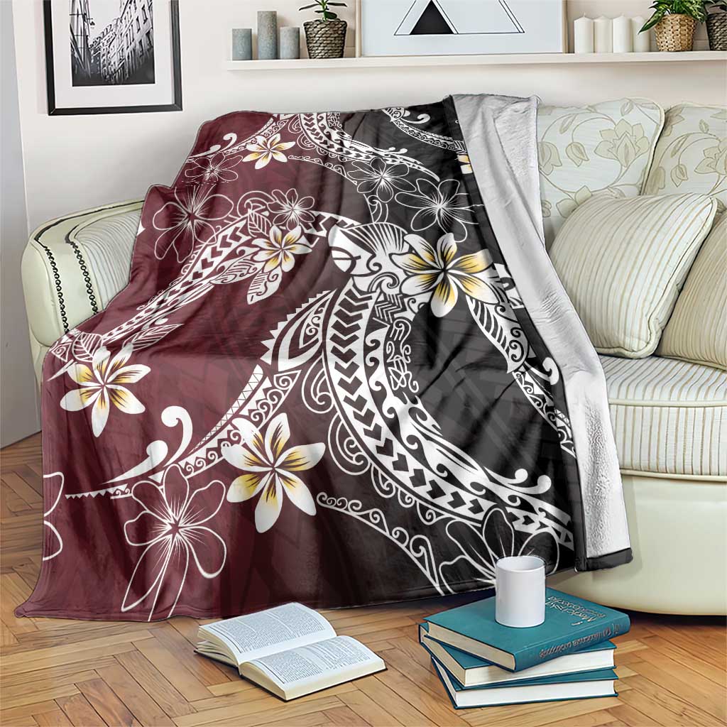 Polynesian Hawaiian Plumeria Tribal Pattern Blanket Special Wine Red Version LT01 Red - Polynesian Pride