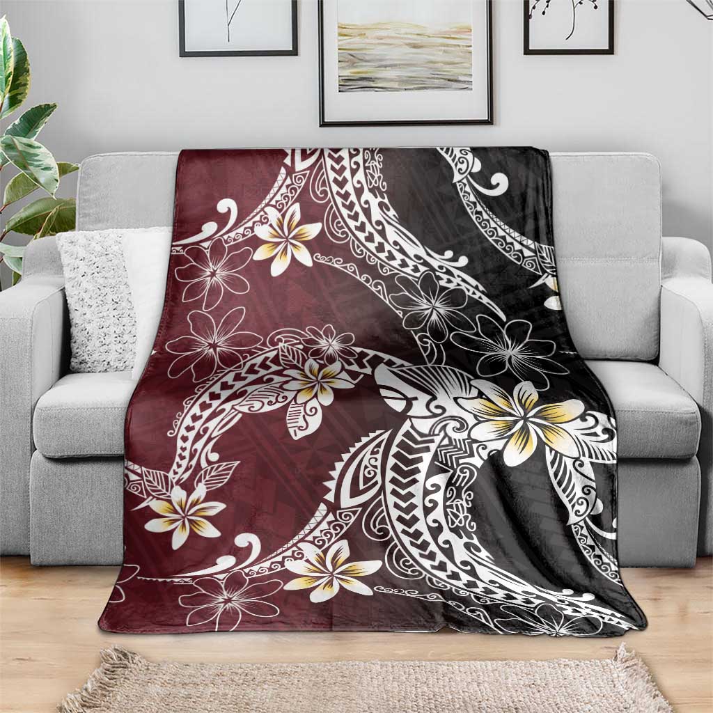 Polynesian Hawaiian Plumeria Tribal Pattern Blanket Special Wine Red Version LT01 - Polynesian Pride