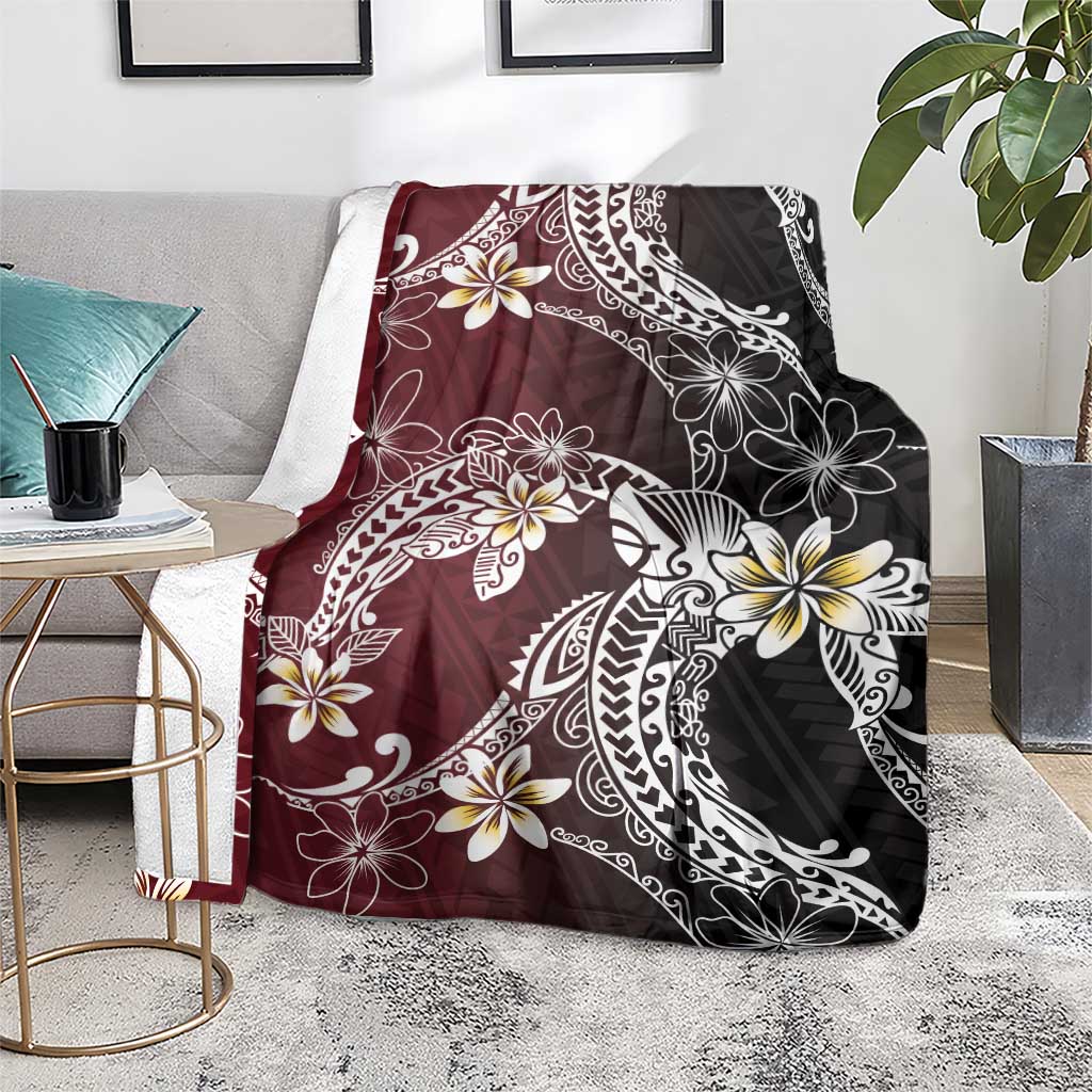 Polynesian Hawaiian Plumeria Tribal Pattern Blanket Special Wine Red Version LT01 - Polynesian Pride
