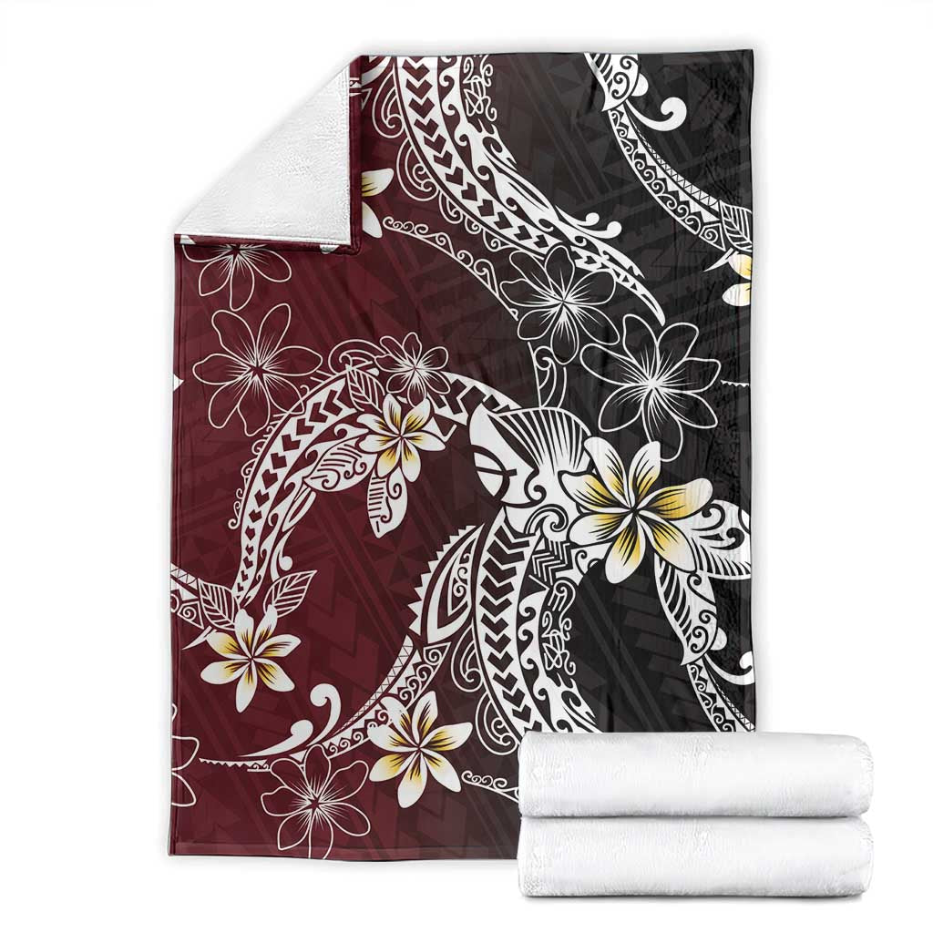 Polynesian Hawaiian Plumeria Tribal Pattern Blanket Special Wine Red Version LT01 - Polynesian Pride