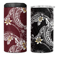 Polynesian Hawaiian Plumeria Tribal Pattern 4 in 1 Can Cooler Tumbler Special Wine Red Version