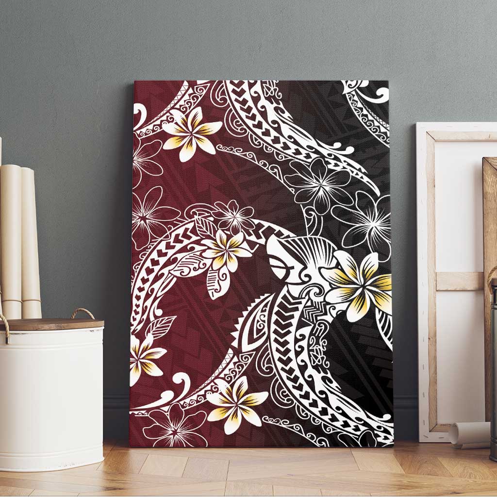 Polynesian Hawaiian Plumeria Tribal Pattern Canvas Wall Art Special Wine Red Version LT01 - Polynesian Pride