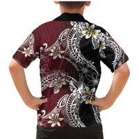 Polynesian Hawaiian Plumeria Tribal Pattern Family Matching Mermaid Dress and Hawaiian Shirt Special Wine Red Version