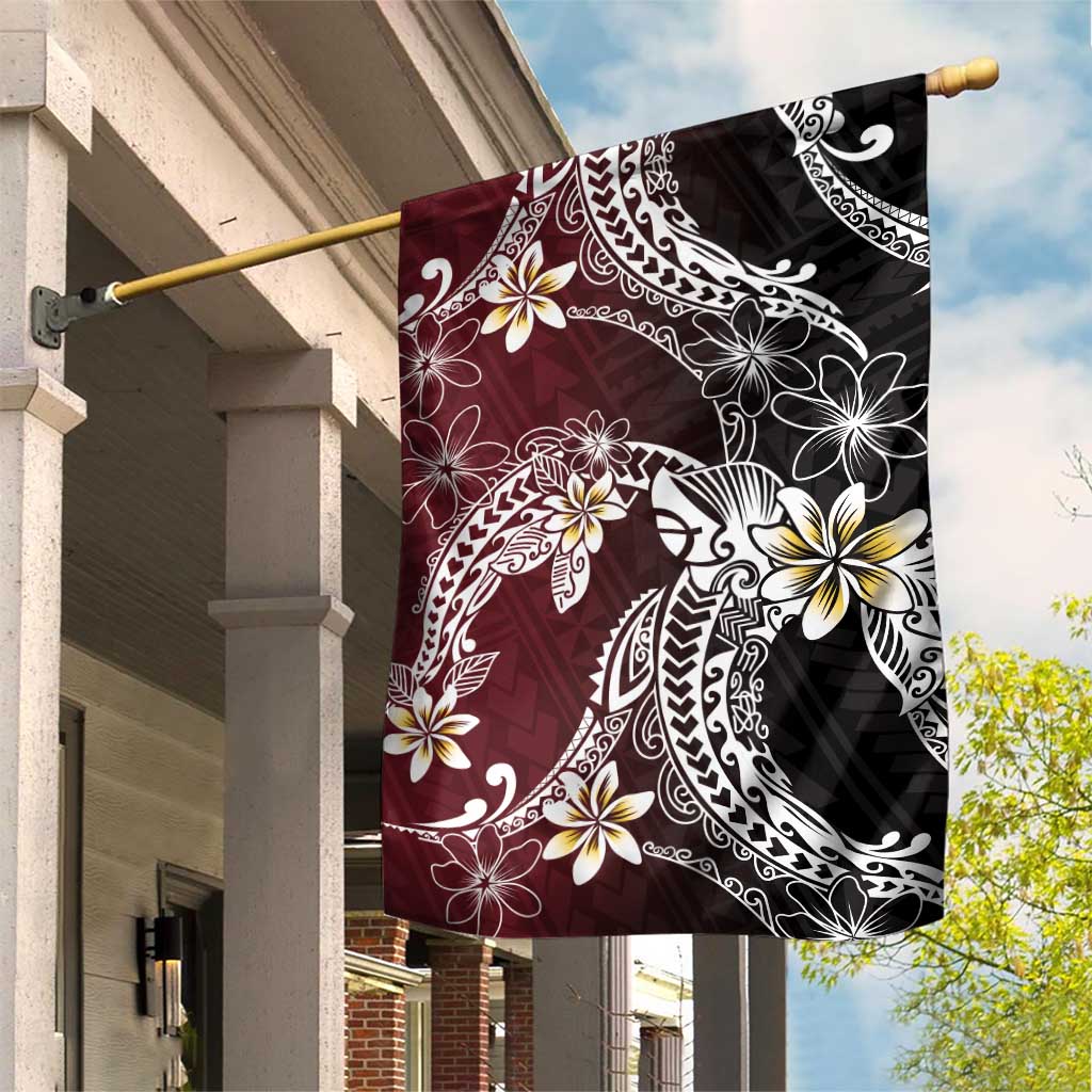 Polynesian Hawaiian Plumeria Tribal Pattern Garden Flag Special Wine Red Version LT01 House Flag Red - Polynesian Pride