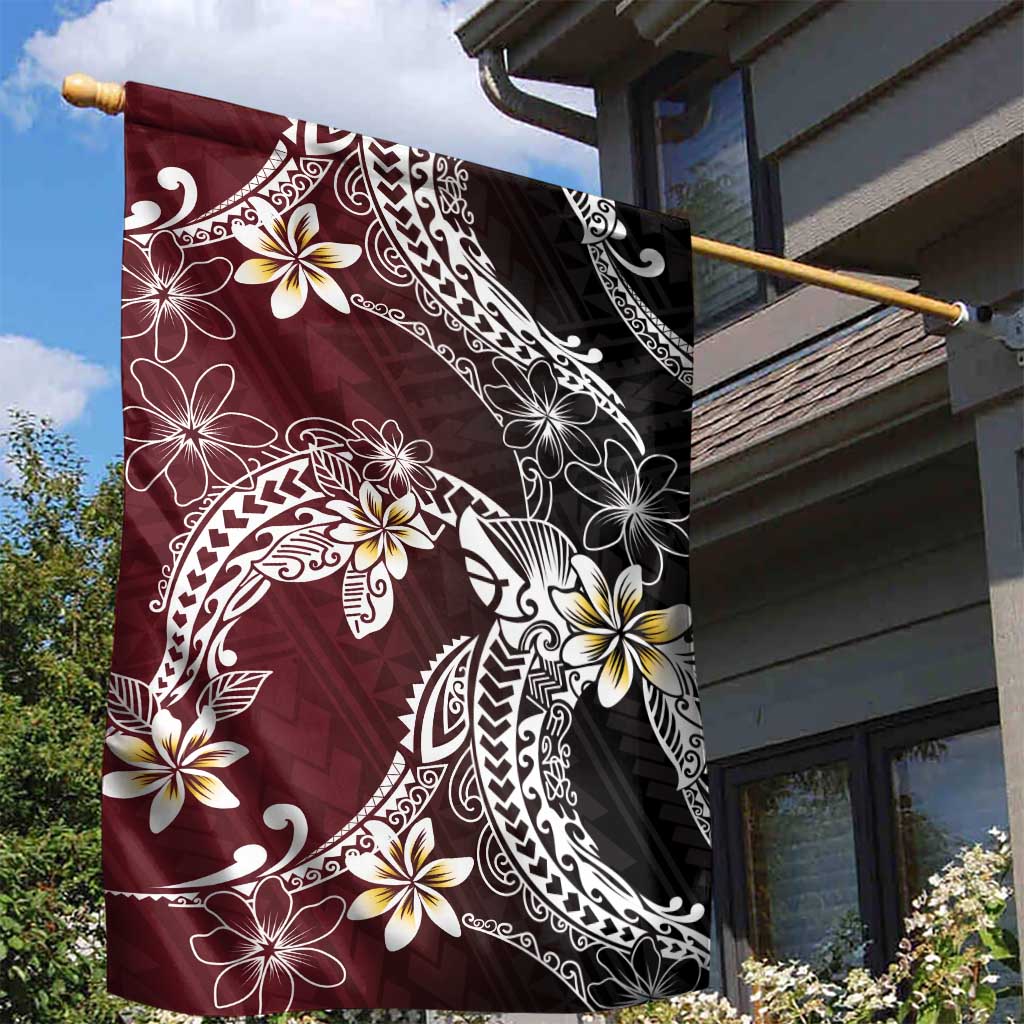 Polynesian Hawaiian Plumeria Tribal Pattern Garden Flag Special Wine Red Version LT01 - Polynesian Pride