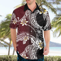 Polynesian Hawaiian Plumeria Tribal Pattern Hawaiian Shirt Special Wine Red Version LT01 - Polynesian Pride