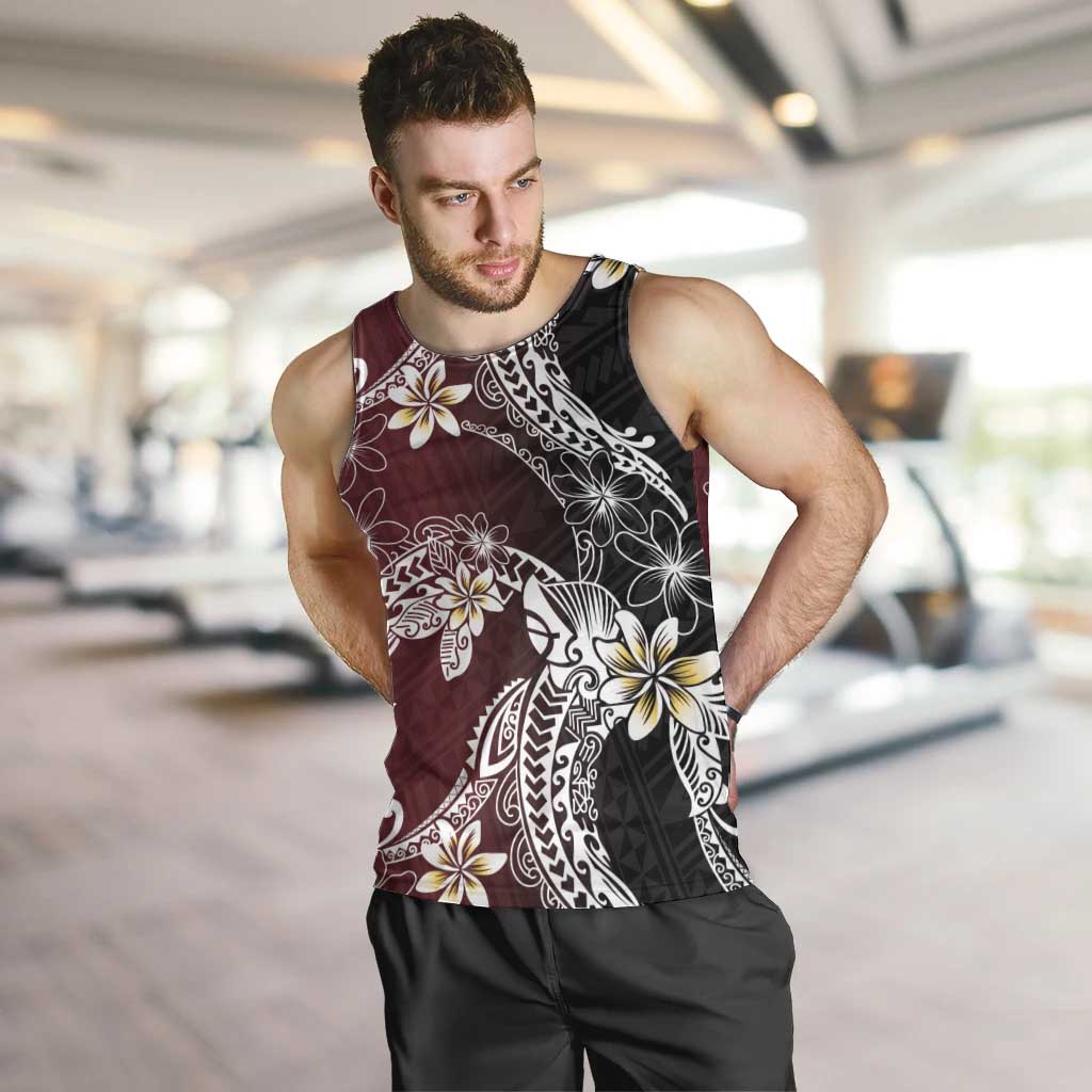 Polynesian Hawaiian Plumeria Tribal Pattern Men Tank Top Special Wine Red Version LT01 Red - Polynesian Pride