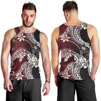 Polynesian Hawaiian Plumeria Tribal Pattern Men Tank Top Special Wine Red Version LT01 - Polynesian Pride