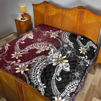 Polynesian Hawaiian Plumeria Tribal Pattern Quilt Special Wine Red Version