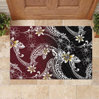 Polynesian Hawaiian Plumeria Tribal Pattern Rubber Doormat Special Wine Red Version LT01 Red - Polynesian Pride