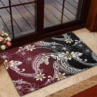 Polynesian Hawaiian Plumeria Tribal Pattern Rubber Doormat Special Wine Red Version LT01 - Polynesian Pride