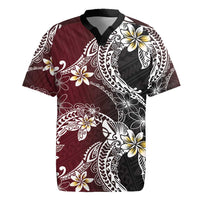 Polynesian Hawaiian Plumeria Tribal Pattern Rugby Jersey Special Wine Red Version