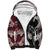 Polynesian Hawaiian Plumeria Tribal Pattern Sherpa Hoodie Special Wine Red Version