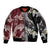 Polynesian Hawaiian Plumeria Tribal Pattern Sleeve Zip Bomber Jacket Special Wine Red Version