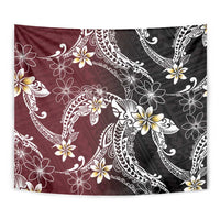 Polynesian Hawaiian Plumeria Tribal Pattern Tapestry Special Wine Red Version