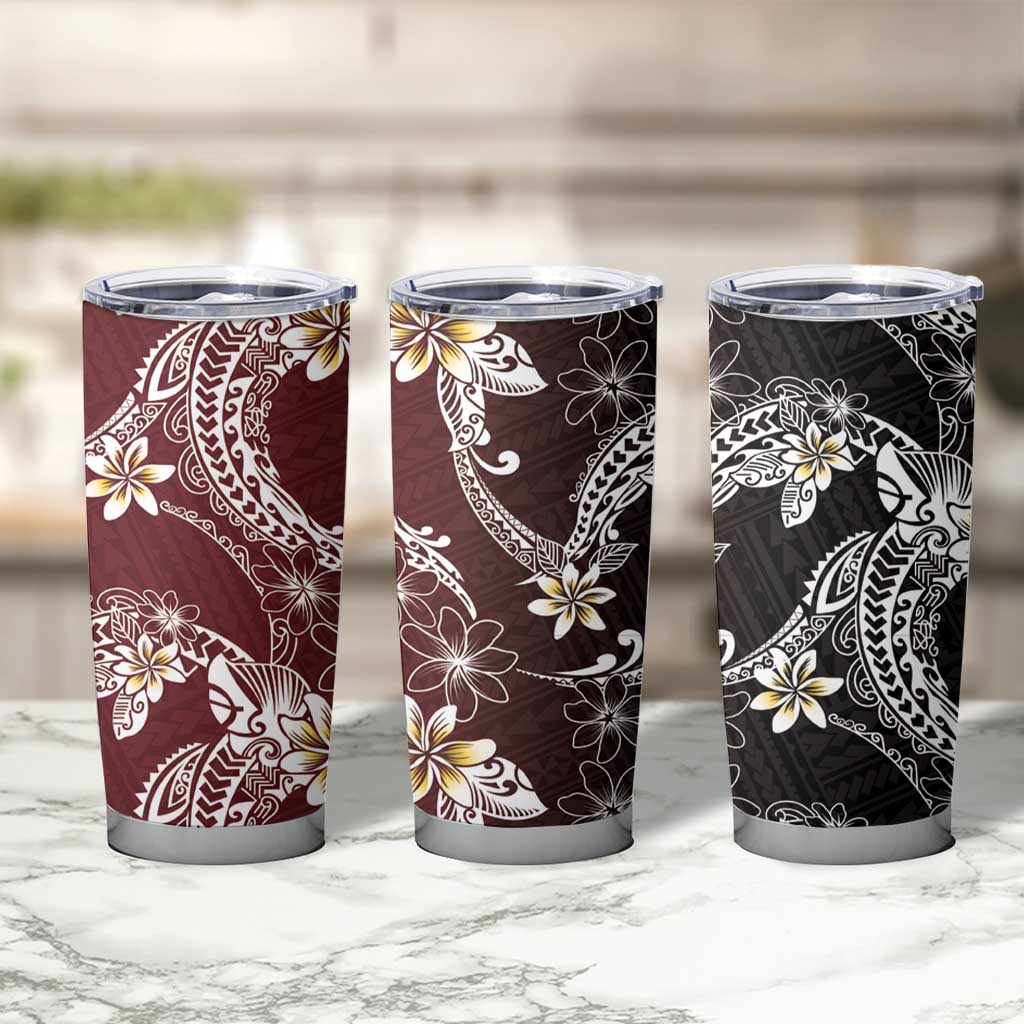 Polynesian Hawaiian Plumeria Tribal Pattern Tumbler Cup Special Wine Red Version