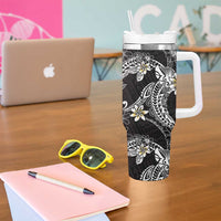 Polynesian Hawaiian Plumeria Tribal Pattern Tumbler With Handle Special Wine Red Version LT01 - Polynesian Pride