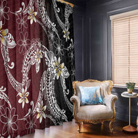 Polynesian Hawaiian Plumeria Tribal Pattern Window Curtain Special Wine Red Version LT01 - Polynesian Pride
