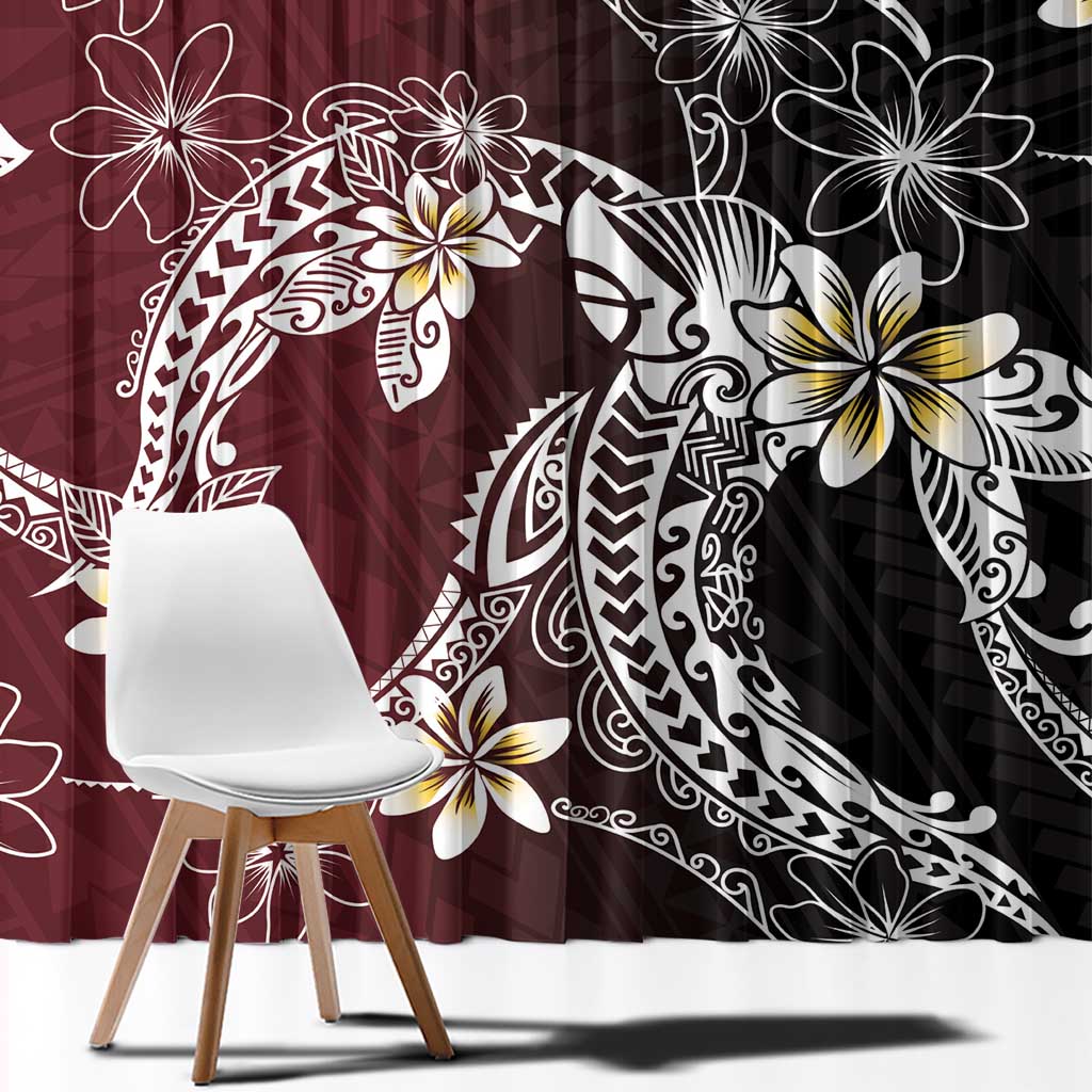Polynesian Hawaiian Plumeria Tribal Pattern Window Curtain Special Wine Red Version LT01 - Polynesian Pride