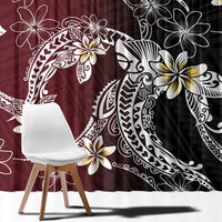 Polynesian Hawaiian Plumeria Tribal Pattern Window Curtain Special Wine Red Version LT01 - Polynesian Pride