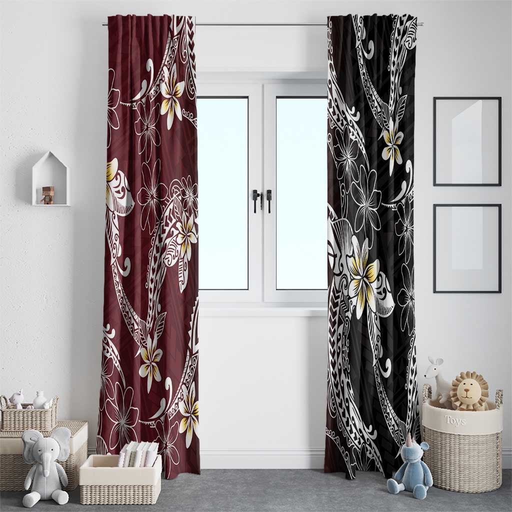 Polynesian Hawaiian Plumeria Tribal Pattern Window Curtain Special Wine Red Version LT01 - Polynesian Pride
