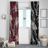 Polynesian Hawaiian Plumeria Tribal Pattern Window Curtain Special Wine Red Version LT01 - Polynesian Pride