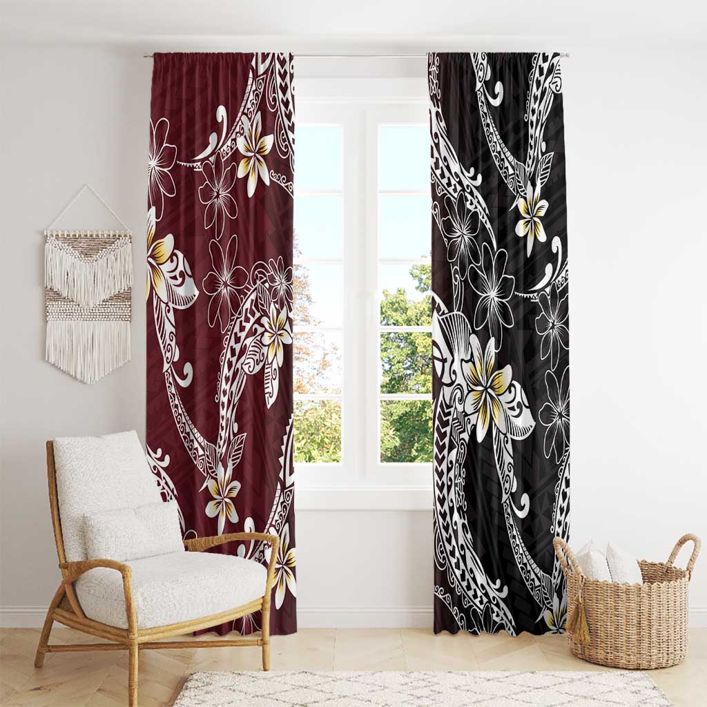 Polynesian Hawaiian Plumeria Tribal Pattern Window Curtain Special Wine Red Version LT01 - Polynesian Pride