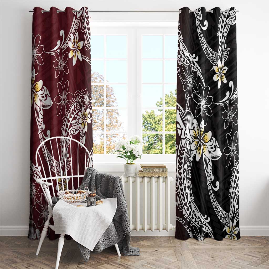 Polynesian Hawaiian Plumeria Tribal Pattern Window Curtain Special Wine Red Version LT01 - Polynesian Pride