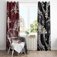 Polynesian Hawaiian Plumeria Tribal Pattern Window Curtain Special Wine Red Version LT01 - Polynesian Pride