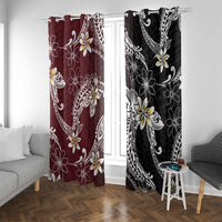 Polynesian Hawaiian Plumeria Tribal Pattern Window Curtain Special Wine Red Version LT01 With Grommets Red - Polynesian Pride