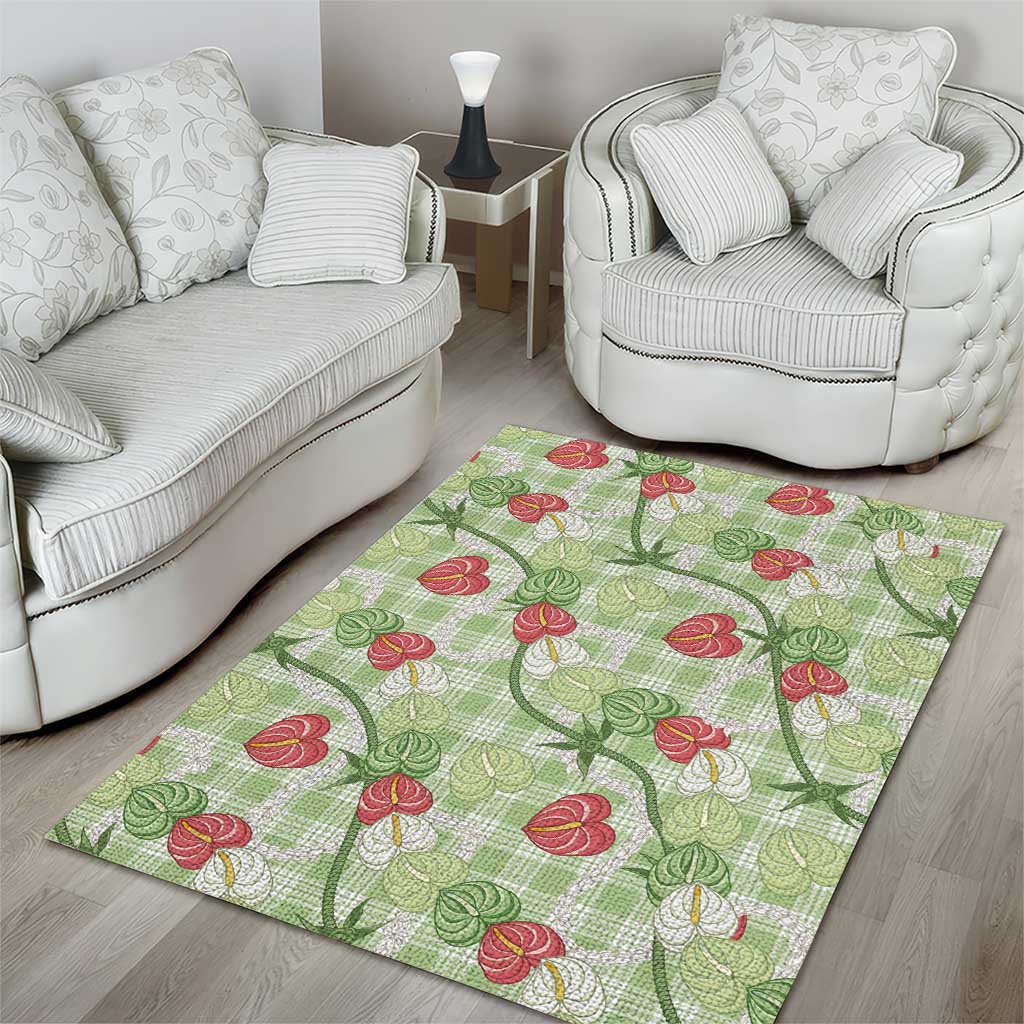 Anthurium Pikake Ti Leaf Palaka Area Rug Green Version