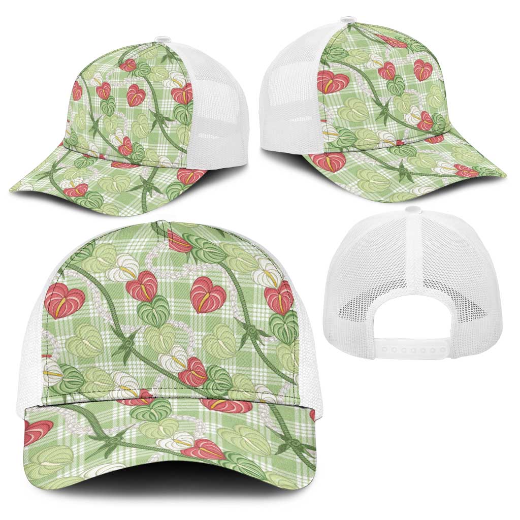 Anthurium Pikake Ti Leaf Palaka Baseball Net Cap Green Version LT01 - Polynesian Pride
