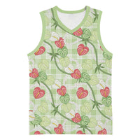 Anthurium Pikake Ti Leaf Palaka Basketball Jersey Green Version LT01 Unisex Green - Polynesian Pride