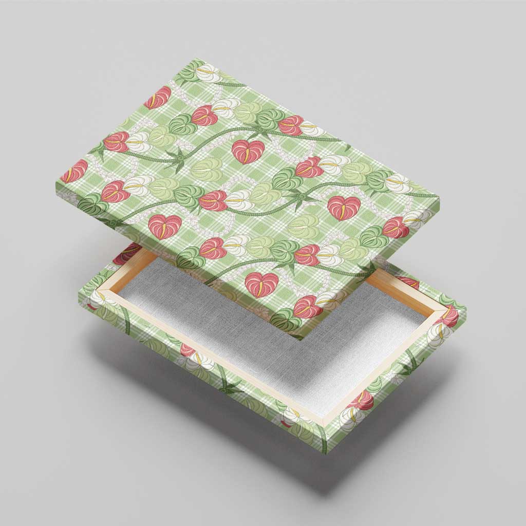 Anthurium Pikake Ti Leaf Palaka Canvas Wall Art Green Version LT01 - Polynesian Pride