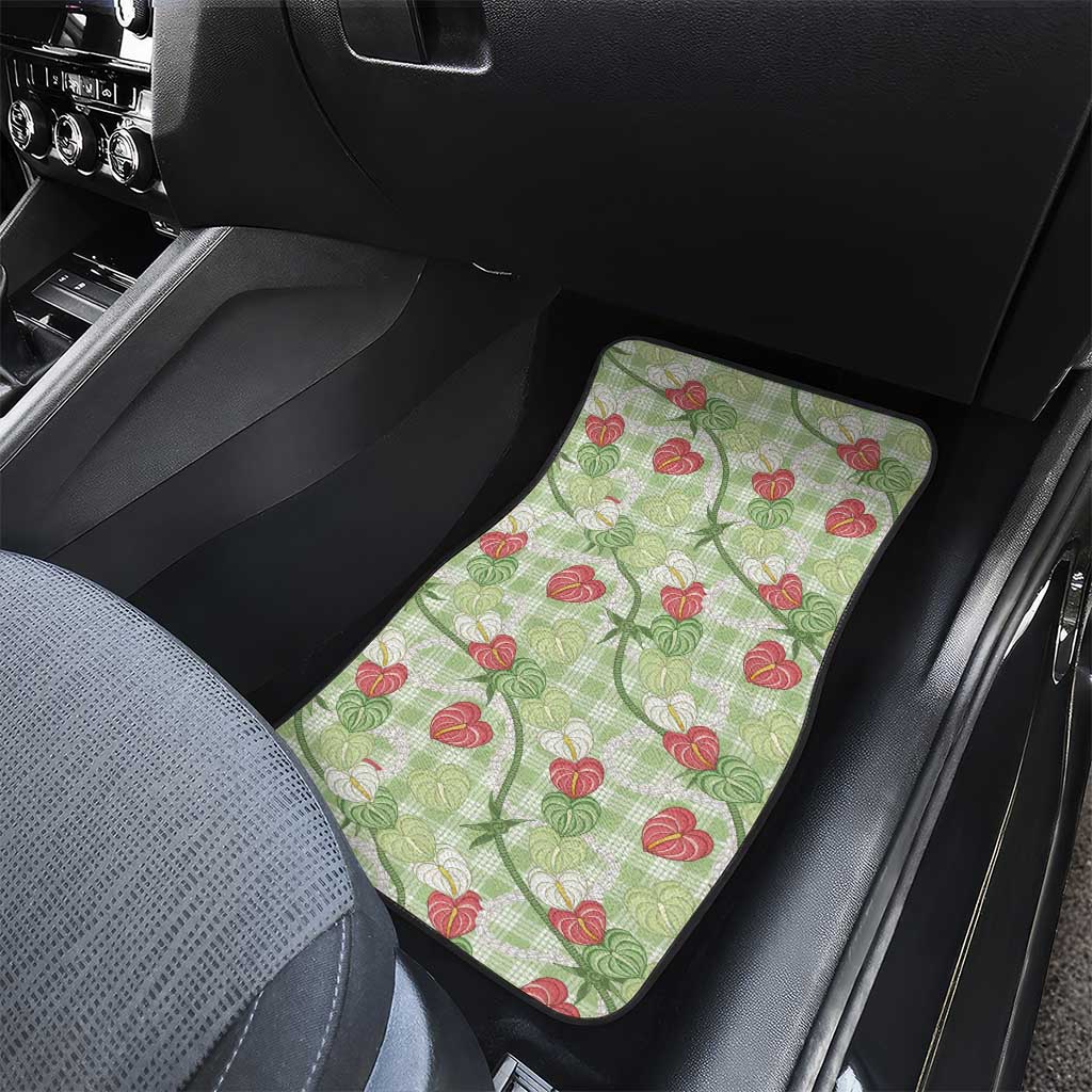 Anthurium Pikake Ti Leaf Palaka Car Mats Green Version LT01 - Polynesian Pride