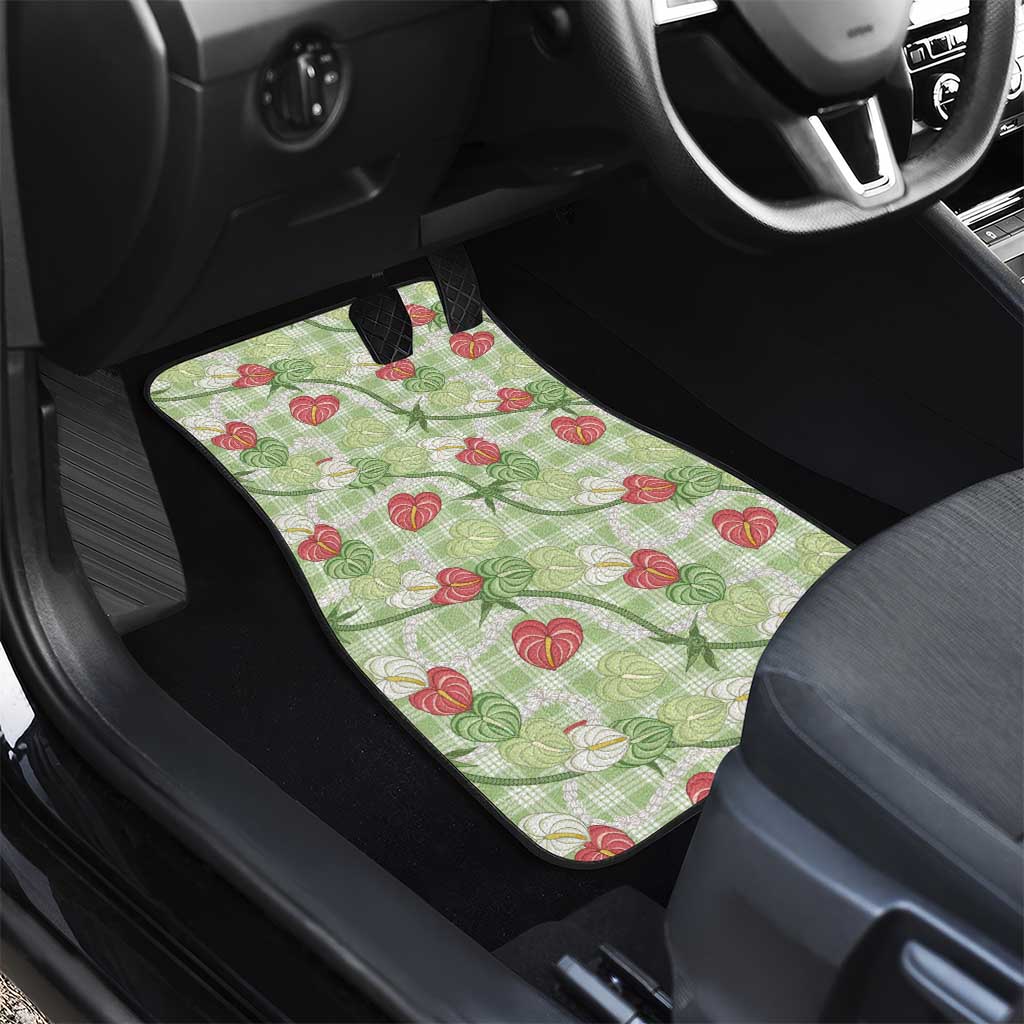 Anthurium Pikake Ti Leaf Palaka Car Mats Green Version LT01 - Polynesian Pride