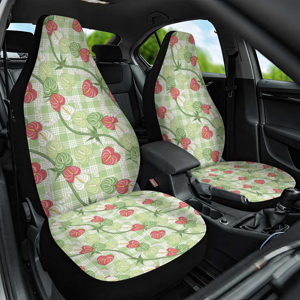 Anthurium Pikake Ti Leaf Palaka Car Seat Cover Green Version LT01 One Size Green - Polynesian Pride